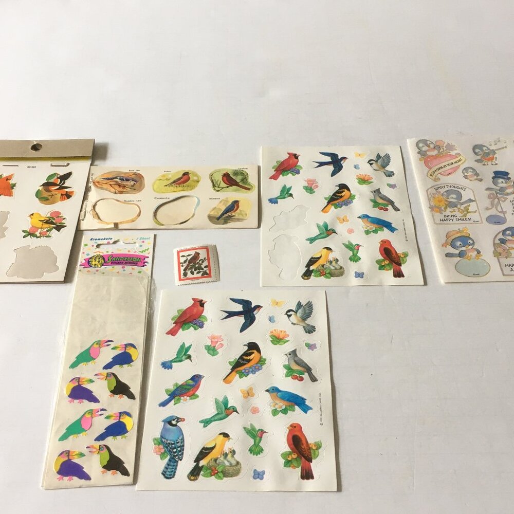 Vintage bird sticker and bird seal lot hallmark Sandylion American greetings